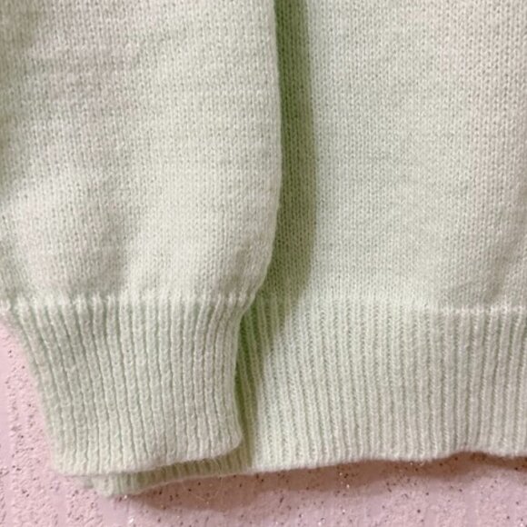 Mint Green Knit Sweater Soft Cozy Crewneck Pullover Minimalist Winter Top - Picture 3 of 6